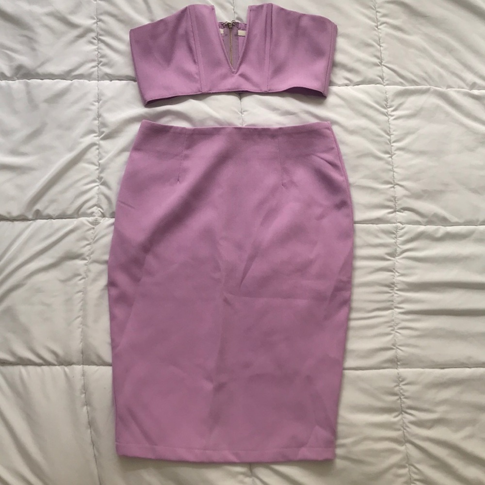 Lilac crop top with skirt